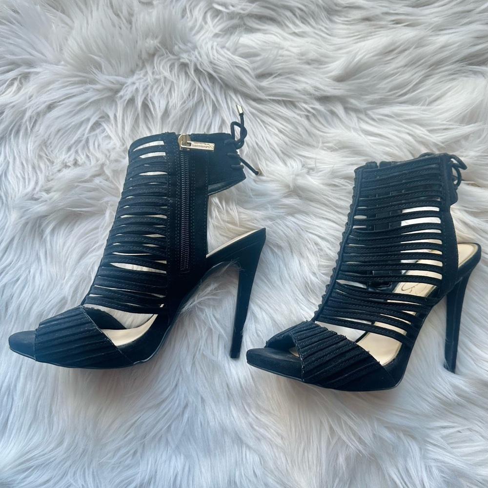 Jessica Simpson Reava Elegant Black Strappy Heels 8